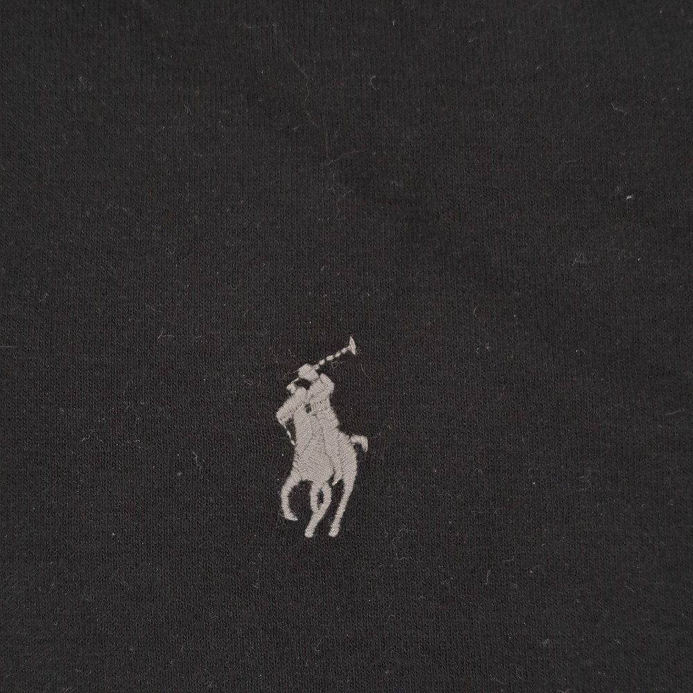Polo Ralph Lauren 1/4 Zip Pullover Mens Large Cotton Viscose Black Solid Logo - Picture 6 of 9